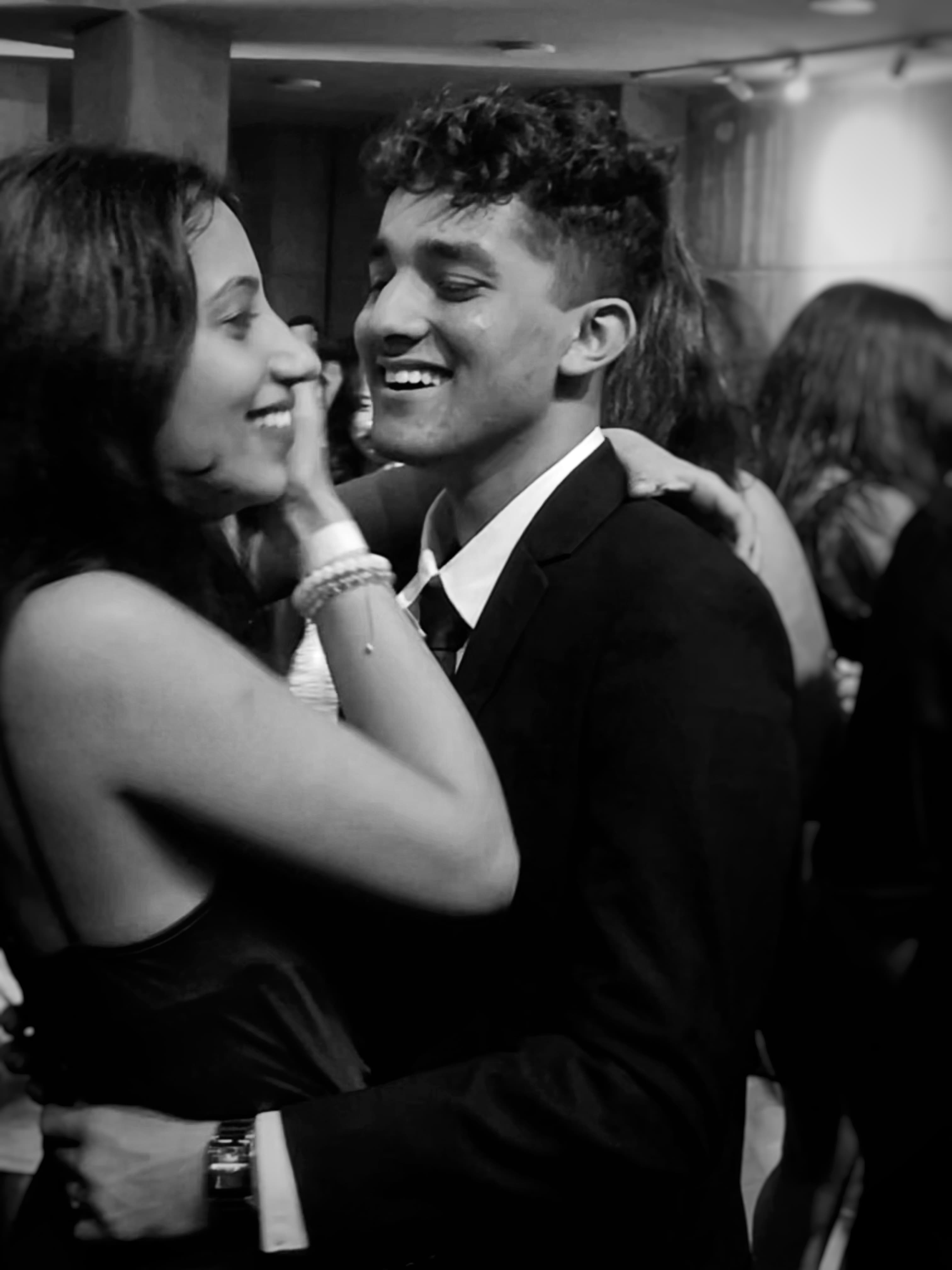 Dancing together in black and white